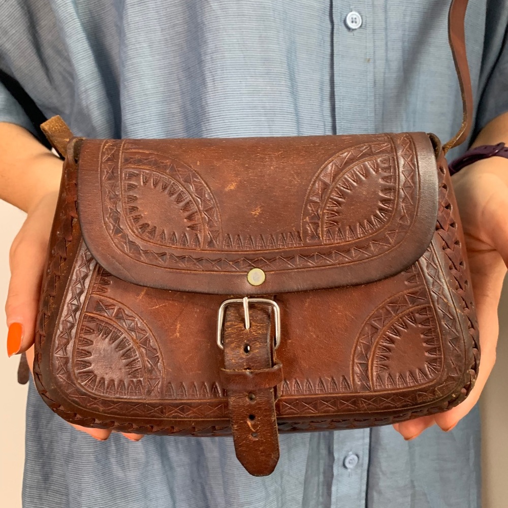 Small brown leather bag